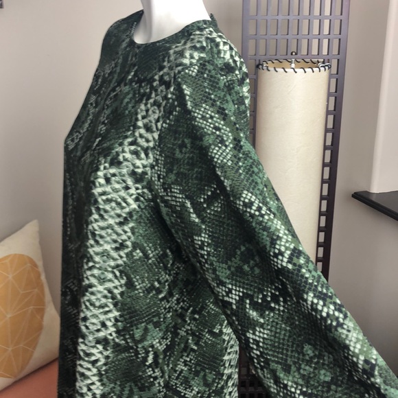 H&M Green Snakeskin Long Sleeve Shift Dress Size 2 - Picture 7 of 14